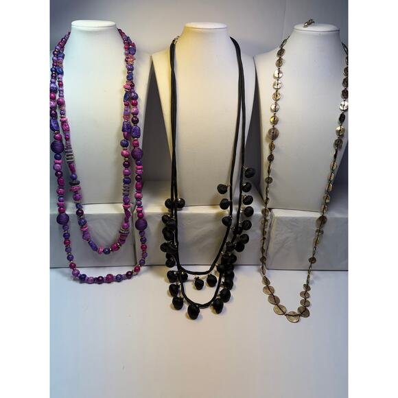 Chicos Chico's long necklace necklaces lot bundle jewelry Purple gold black - Picture 1 of 14